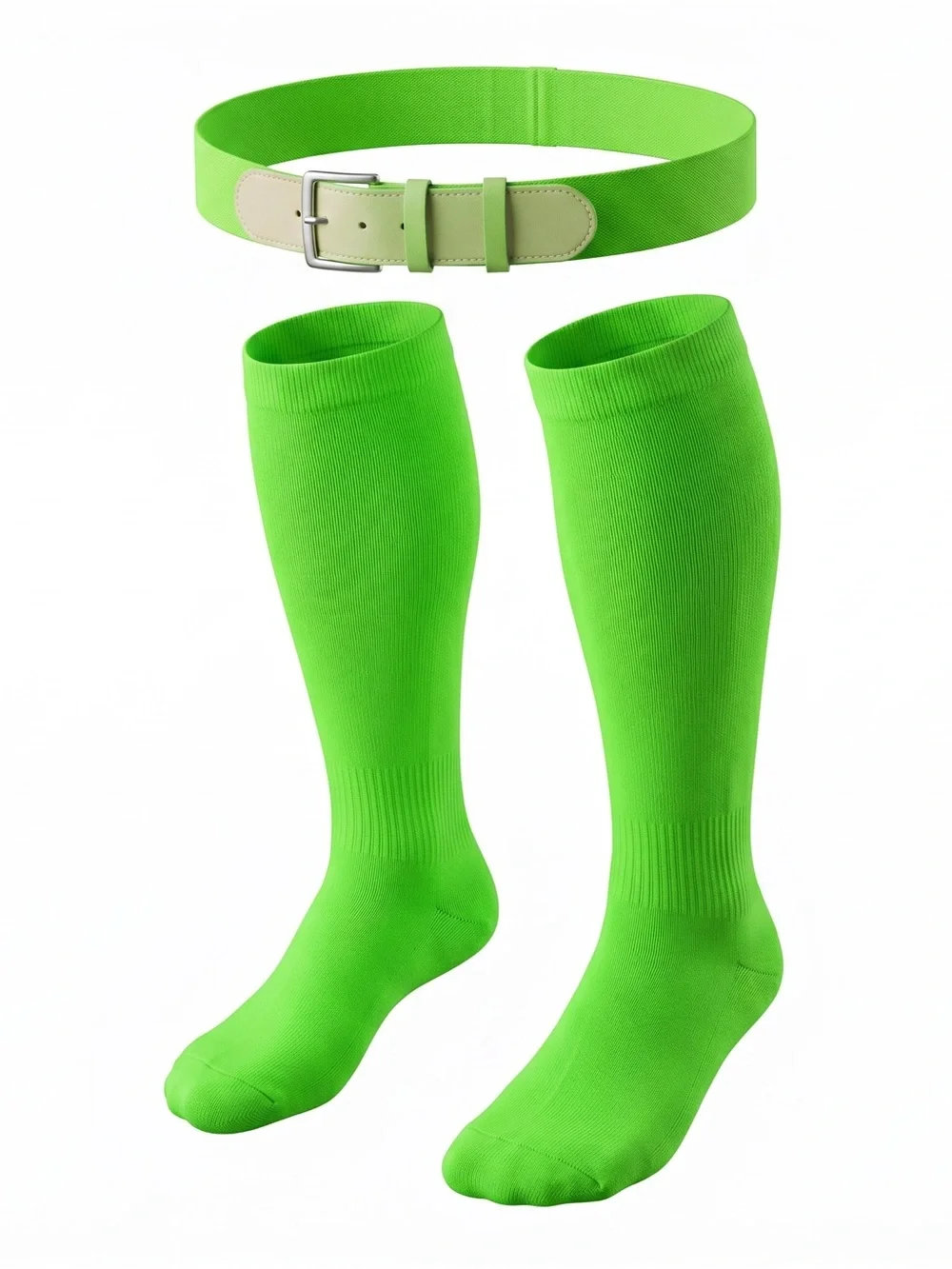 🆕 2 Pairs Neon Green Baseball/Softball Socks + Adjustable Belt Set